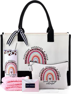 Geiserailie 8 Pcs SLP Speech Language Pathologist Gifts Speech Therapy Gifts Occupational Therapy Tote Bag for Women SLP Therapist Mentor