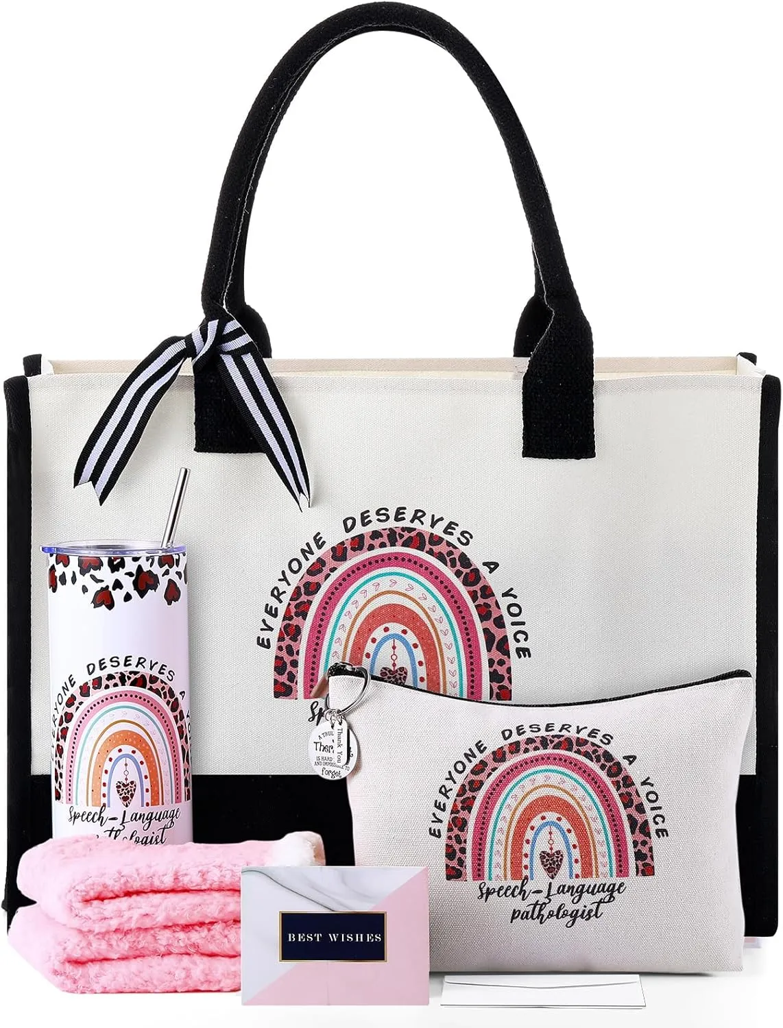 Geiserailie 8 Pcs SLP Speech Language Pathologist Gifts Speech Therapy Gifts Occupational Therapy Tote Bag for Women SLP Therapist Mentor