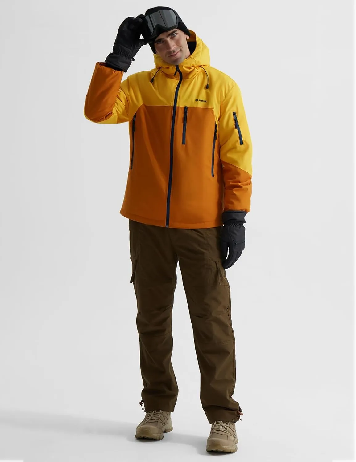 GEMYSE Men's Ski Jacket Warm Winter Snow Coat Waterproof Mountain Windbreaker Jacket for Snowboarding Hiking