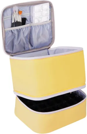Generic Nail Polish Storage Bag, High Capacity Nail Polish Carrying Case, Massage Oil Travel Carrying Case Holds 30 Nail Glue Bottles, Cosmetic Bag for Nail Supplies, Yellow, 1
