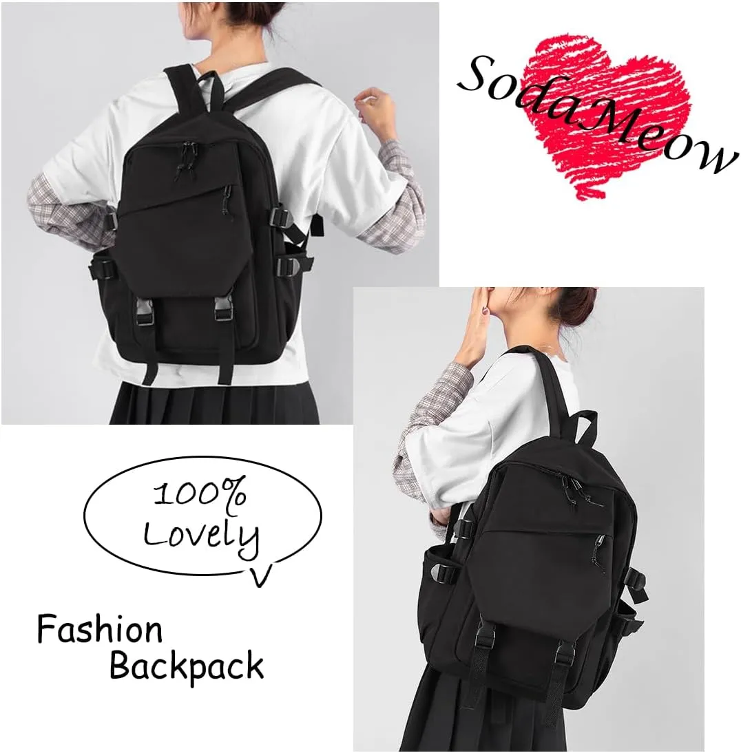 Genshin Impact Backpack Unisex Women Men Rucksack Furina Xiao Scaramouche Kawaii Backpack, Free Keychain (Black-Albedo)