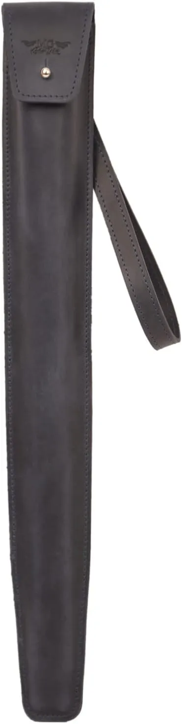 Genuine leather drumstick pouch with a button stud closure, gift for drummer, leather drum stick holder for musician (Black)