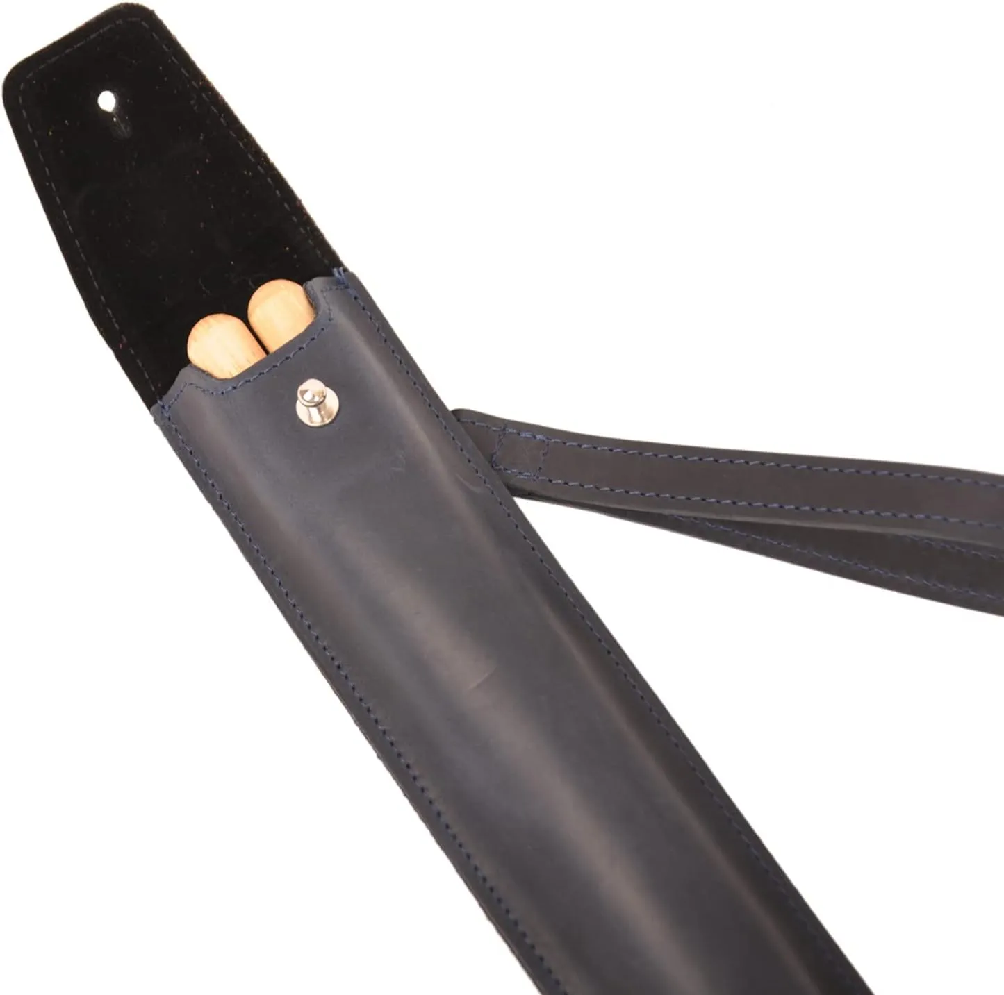 Genuine leather drumstick pouch with a button stud closure, gift for drummer, leather drum stick holder for musician (Black)