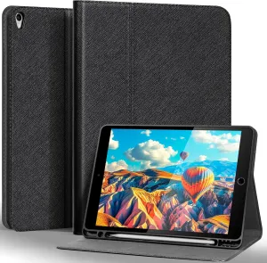Gexmil Leather Case for iPad air 10.5 Inch (3rd Gen.2019),iPad Pro 10.5 Inch(2017), with Built-in Apple Pencil Holder,Premium Cowhide Folio Cover,Palm-Print Black