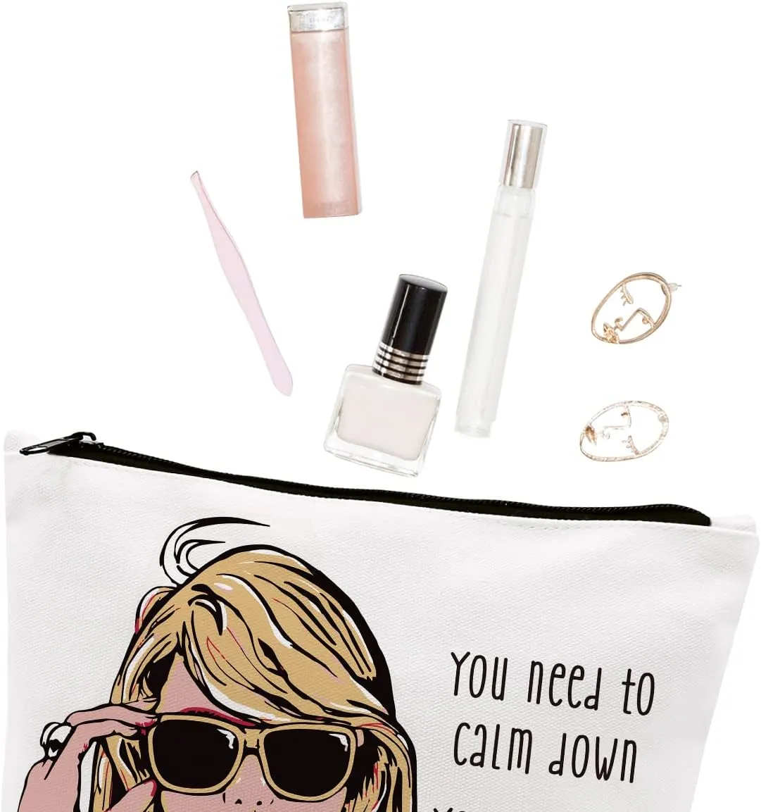 gfuhlre Makeup Bag Travel Toiletry Bag for Women Music Gift Fans Song Lyrics Gift Merchandise for Fans Friends Girls, Friendship Birthday Christmas Gift, You Need to Calm Down Album