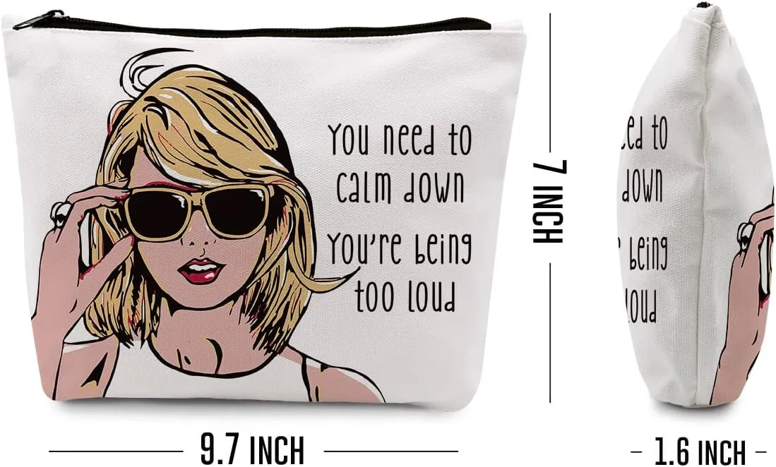 gfuhlre Makeup Bag Travel Toiletry Bag for Women Music Gift Fans Song Lyrics Gift Merchandise for Fans Friends Girls, Friendship Birthday Christmas Gift, You Need to Calm Down Album