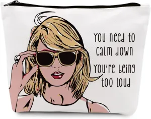gfuhlre Makeup Bag Travel Toiletry Bag for Women Music Gift Fans Song Lyrics Gift Merchandise for Fans Friends Girls, Friendship Birthday Christmas Gift, You Need to Calm Down Album