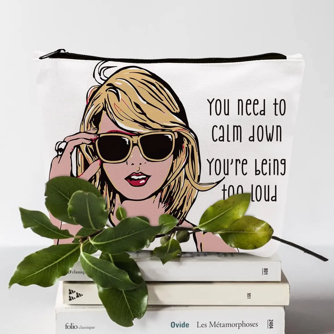 gfuhlre Makeup Bag Travel Toiletry Bag for Women Music Gift Fans Song Lyrics Gift Merchandise for Fans Friends Girls, Friendship Birthday Christmas Gift, You Need to Calm Down Album