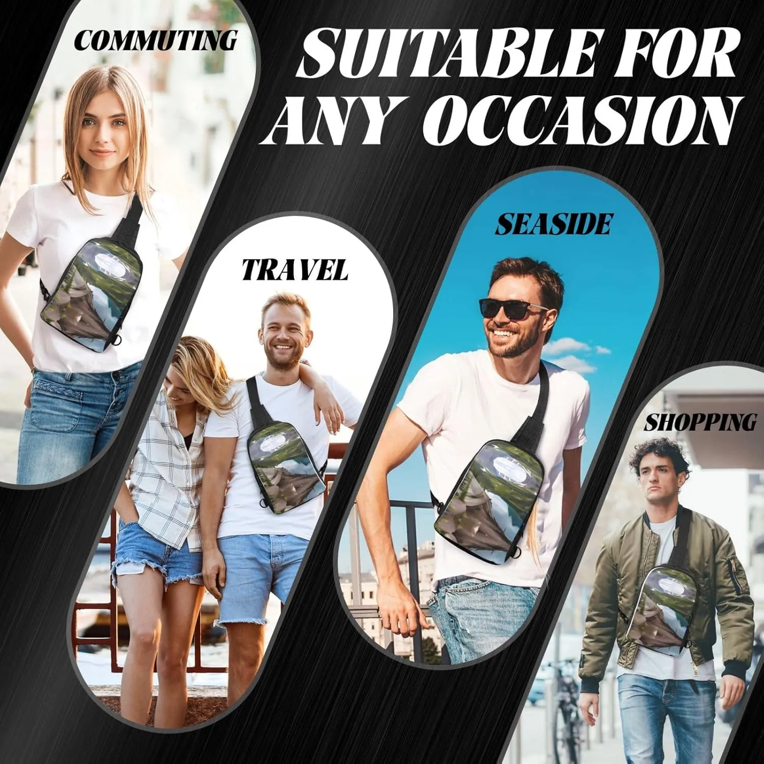 Glacier National Park Dual Pocket Chest Bag - Versatile Purse, Sling Purse - Ideal for Concerts, Sports, Travelling, & More