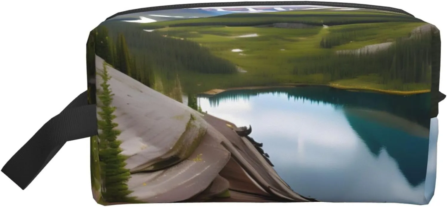 Glacier National Park Print Toiletries Makeup and Daily Essentials Large Capacity Zippered Storage Travel Bag