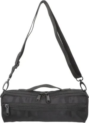 GLEAVI Piccolo Bag - Black Canvas, Plush Piccolo Case - 26x10 cm