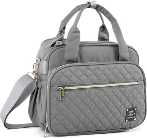 GOGOSO Crossbody Small Diaper Bag, Cute Mini Baby Diaper Tote Bags with Insulated Pockets for Traveling Outdoor Parent,Gray