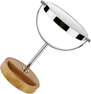 Gold Vanity Mirror Top Table Double-Sided Makeup Mirror for Desk 360° Rotation Bamboo Base Wall-Mounted