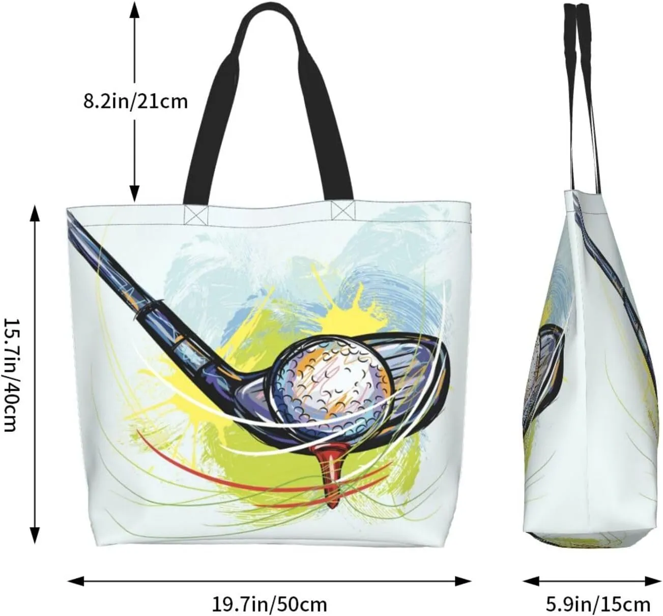 Golf Sports Ball Cute Tote Bag Beach Bag Large Capacity Grocery Bag Reusable Shopping bags for Women
