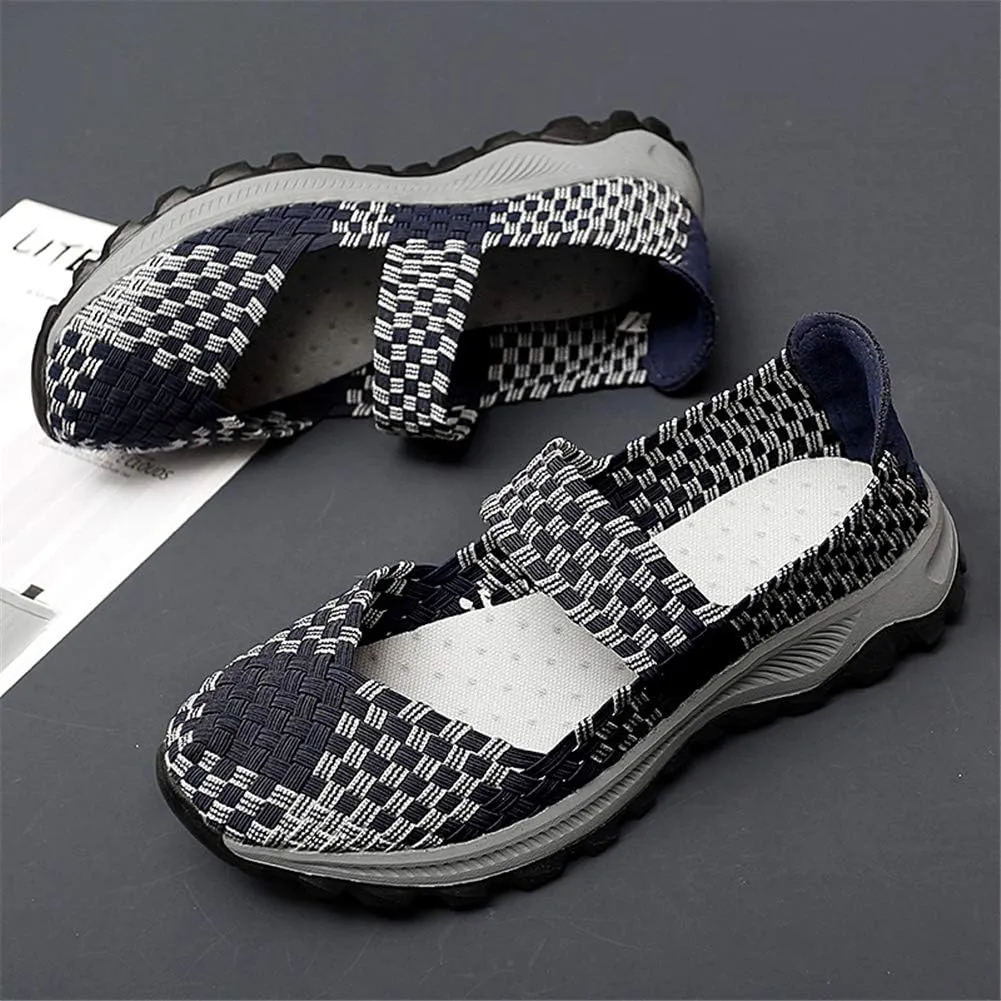 GOSPT Women's Elastic Woven Walking Shoes Mary Jane Flats Slip on Sneakers