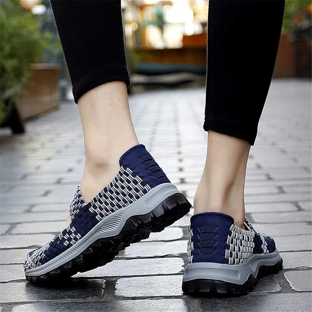 GOSPT Women's Elastic Woven Walking Shoes Mary Jane Flats Slip on Sneakers
