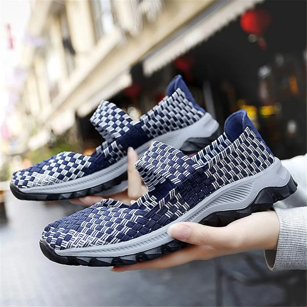 GOSPT Women's Elastic Woven Walking Shoes Mary Jane Flats Slip on Sneakers