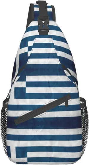 Gradient Blue Denim Unisex Crossbody Backpack Travel Hiking Casual Chest Bags Lightweight Fashion