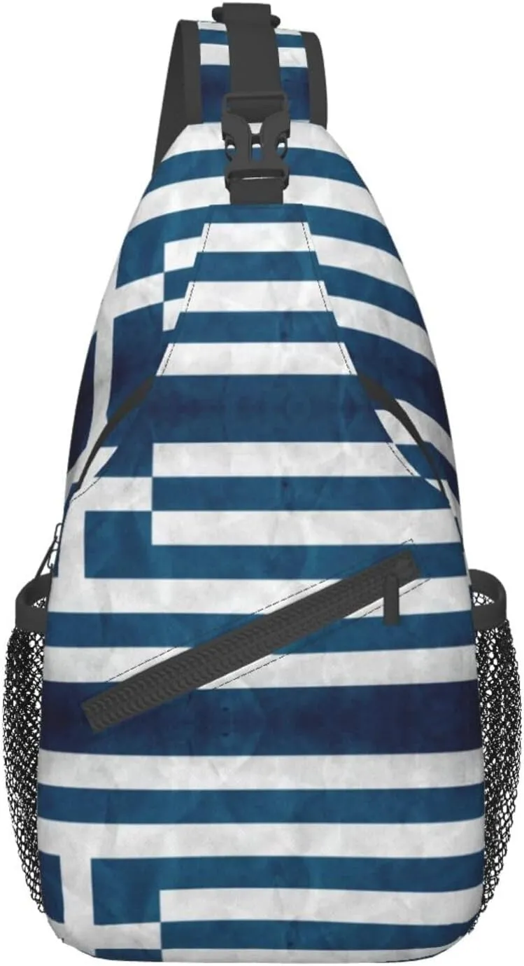 Gradient Blue Denim Unisex Crossbody Backpack Travel Hiking Casual Chest Bags Lightweight Fashion