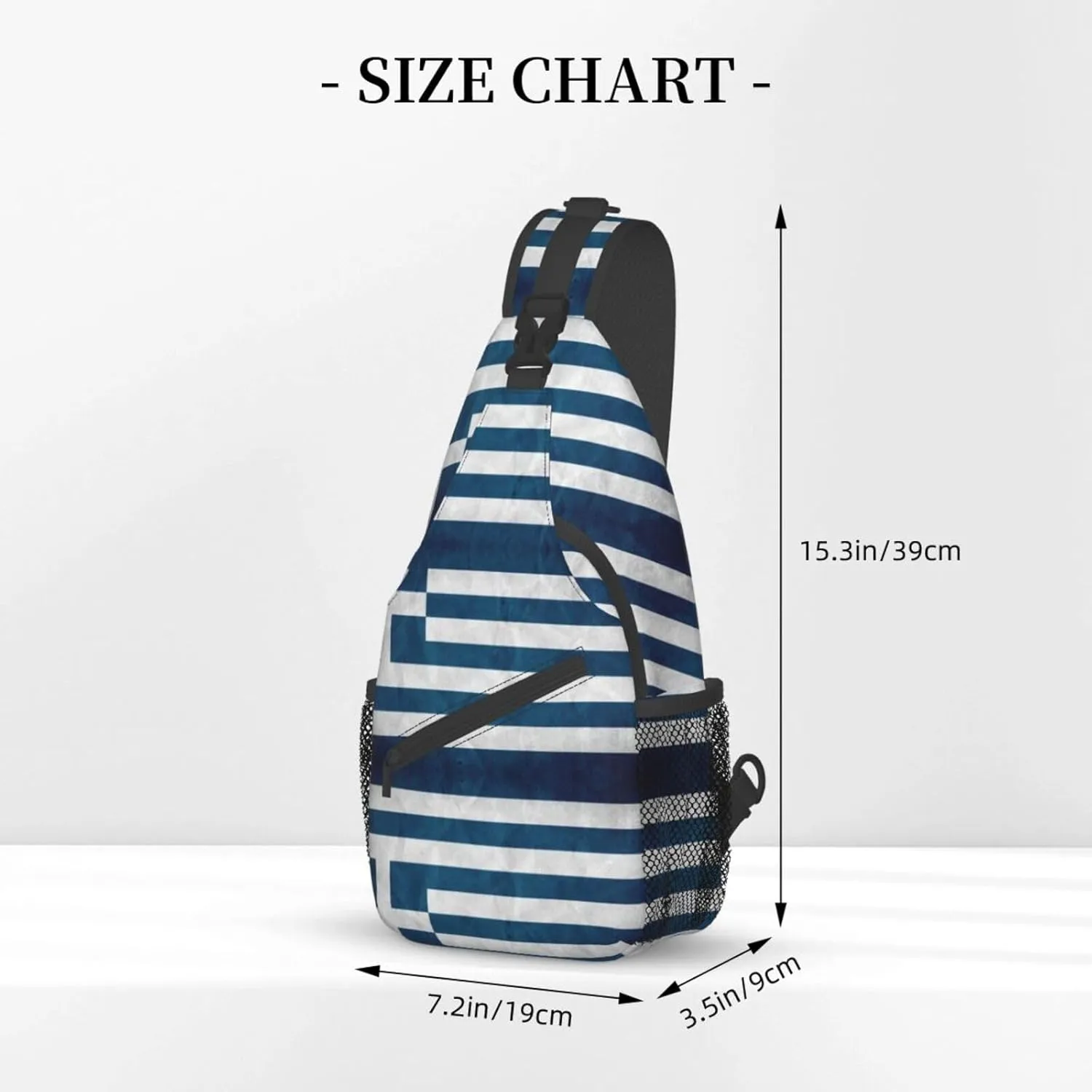 Gradient Blue Denim Unisex Crossbody Backpack Travel Hiking Casual Chest Bags Lightweight Fashion