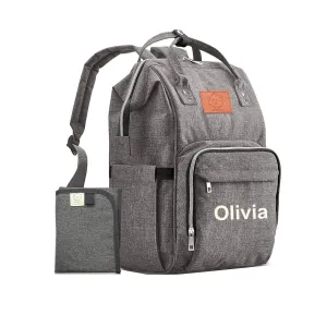 Gray Backpack Diaper Bag with Monogram - Free Shipping