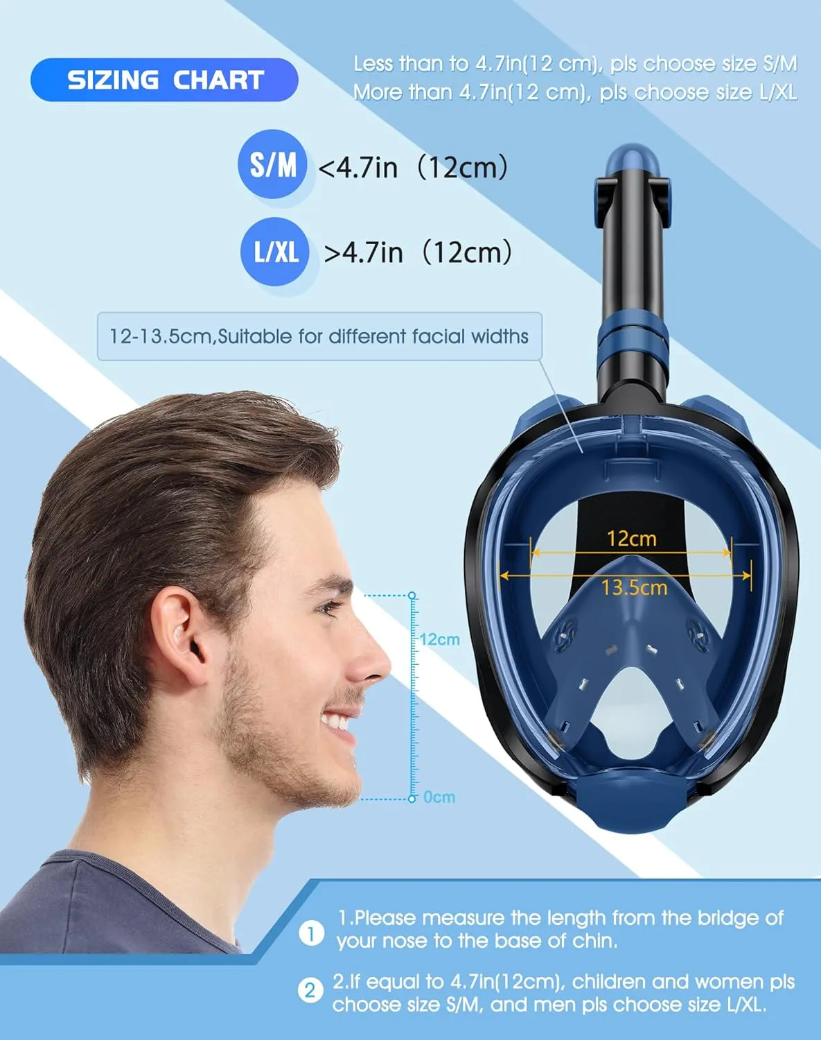 Greatever G2 Full Face Snorkel Mask with Latest Dry Top System,Foldable 180 Degree Panoramic View Snorkeling Mask with Camera Mount,Safe Breathing,Anti-Leak&Anti-Fog