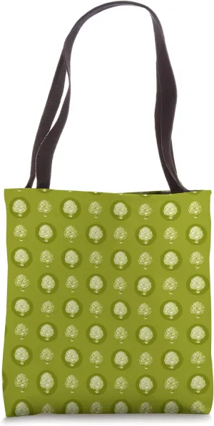 Green Artichoke Vegetable Polka Dot Pattern Veggie Design Tote Bag
