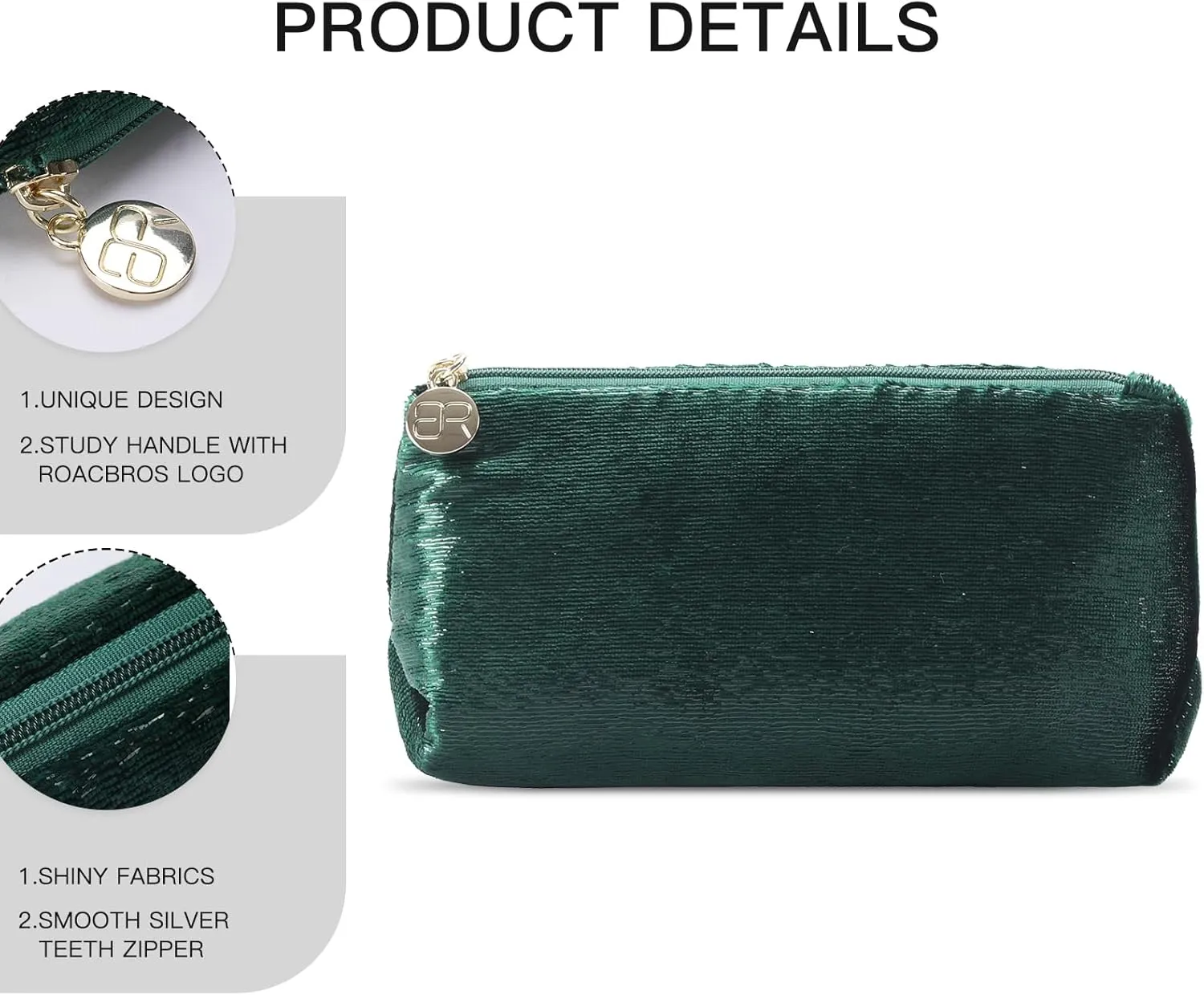Green Makeup Organizer Bag for Purse，Cosmetic Travel Bag for Women, Make Up Pouch for Travelling