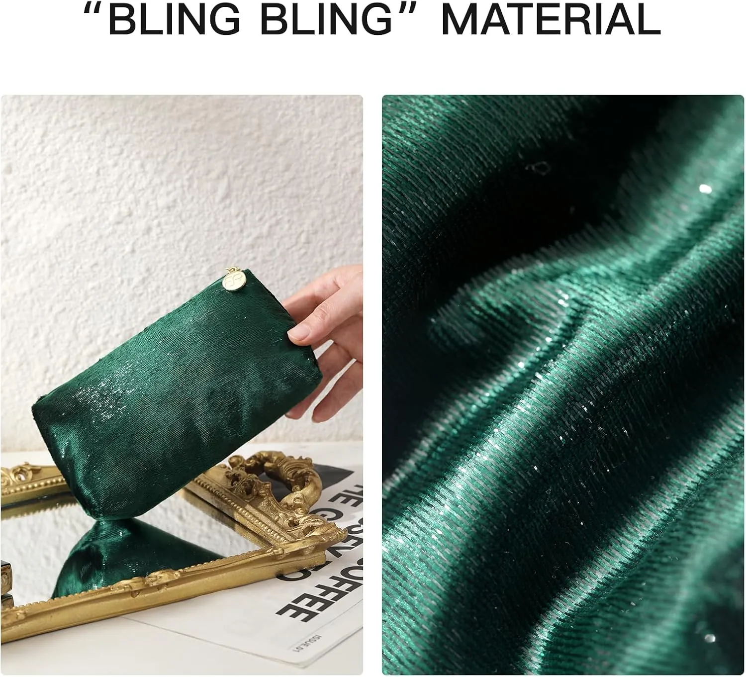 Green Makeup Organizer Bag for Purse，Cosmetic Travel Bag for Women, Make Up Pouch for Travelling