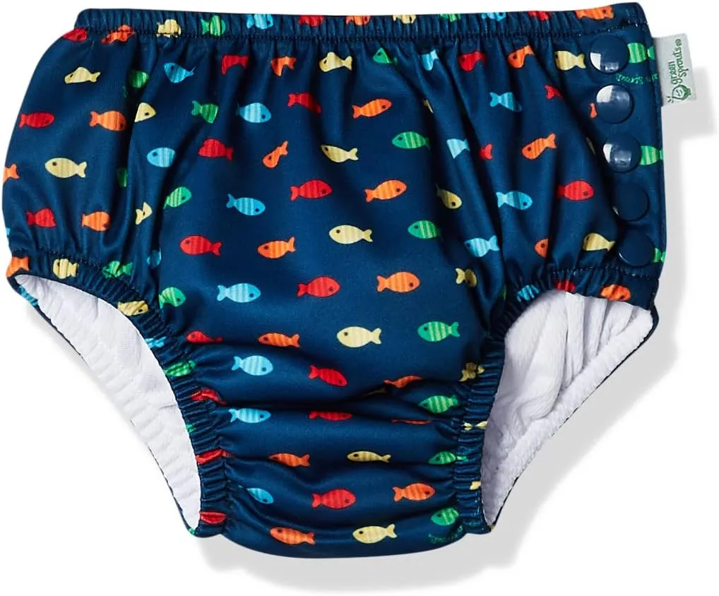 green sprouts Snap Reusable Absorbent Swimsuit Diaper, Light Pink Pinstripe, 24 Month