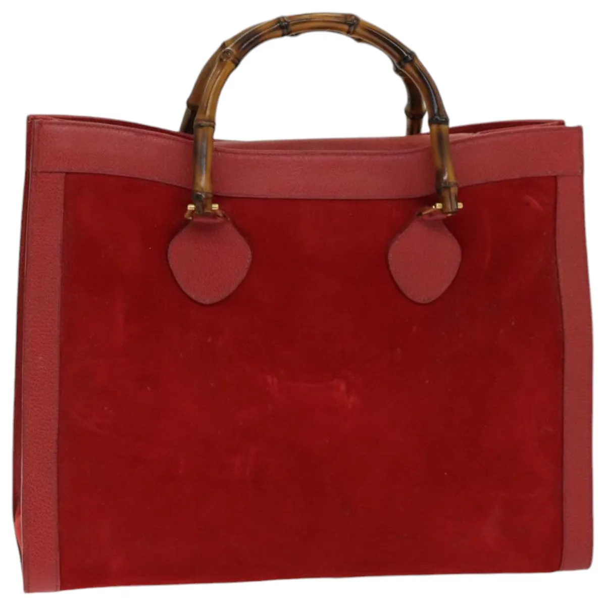 GUCCI Bamboo Tote Bag Suede Red ep5090