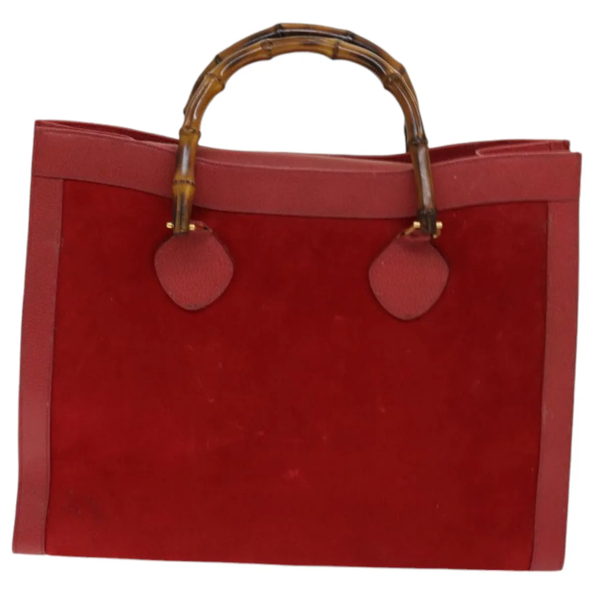 GUCCI Bamboo Tote Bag Suede Red ep5090
