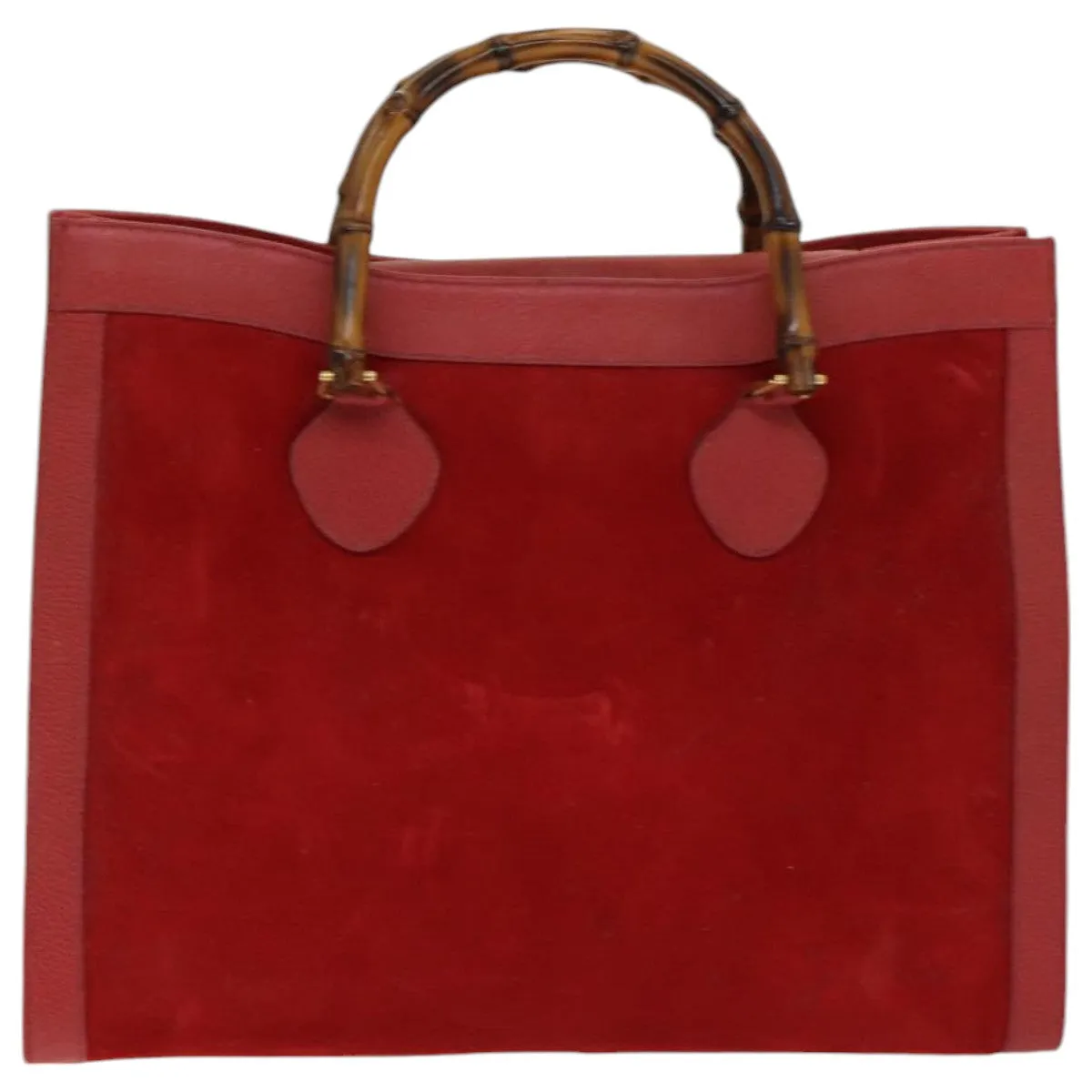 GUCCI Bamboo Tote Bag Suede Red ep5090