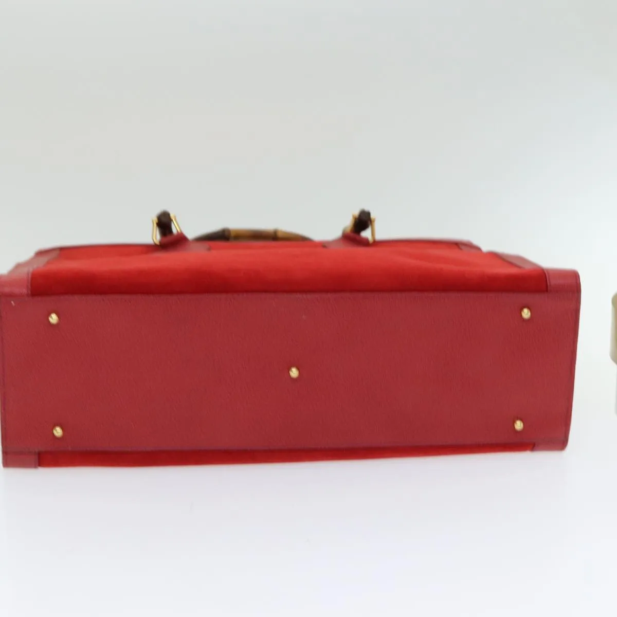 GUCCI Bamboo Tote Bag Suede Red ep5090