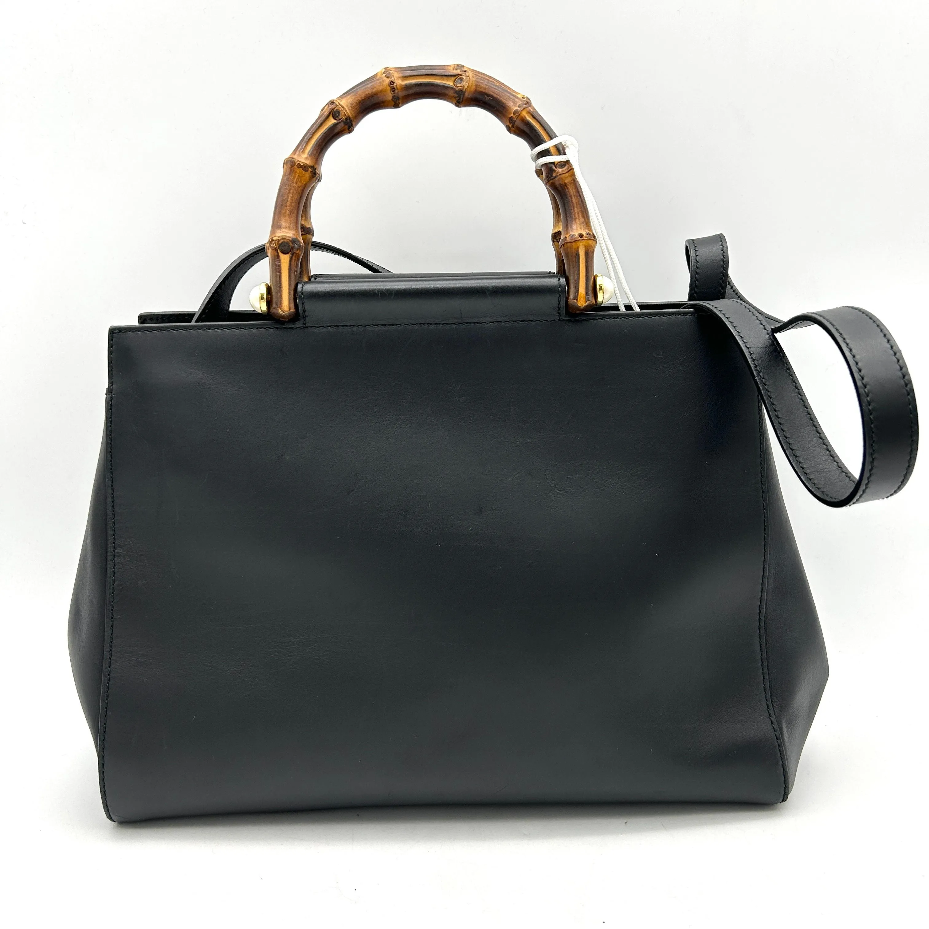 Gucci Black Leather Nymphaea Bamboo Tote Gucci LA14305