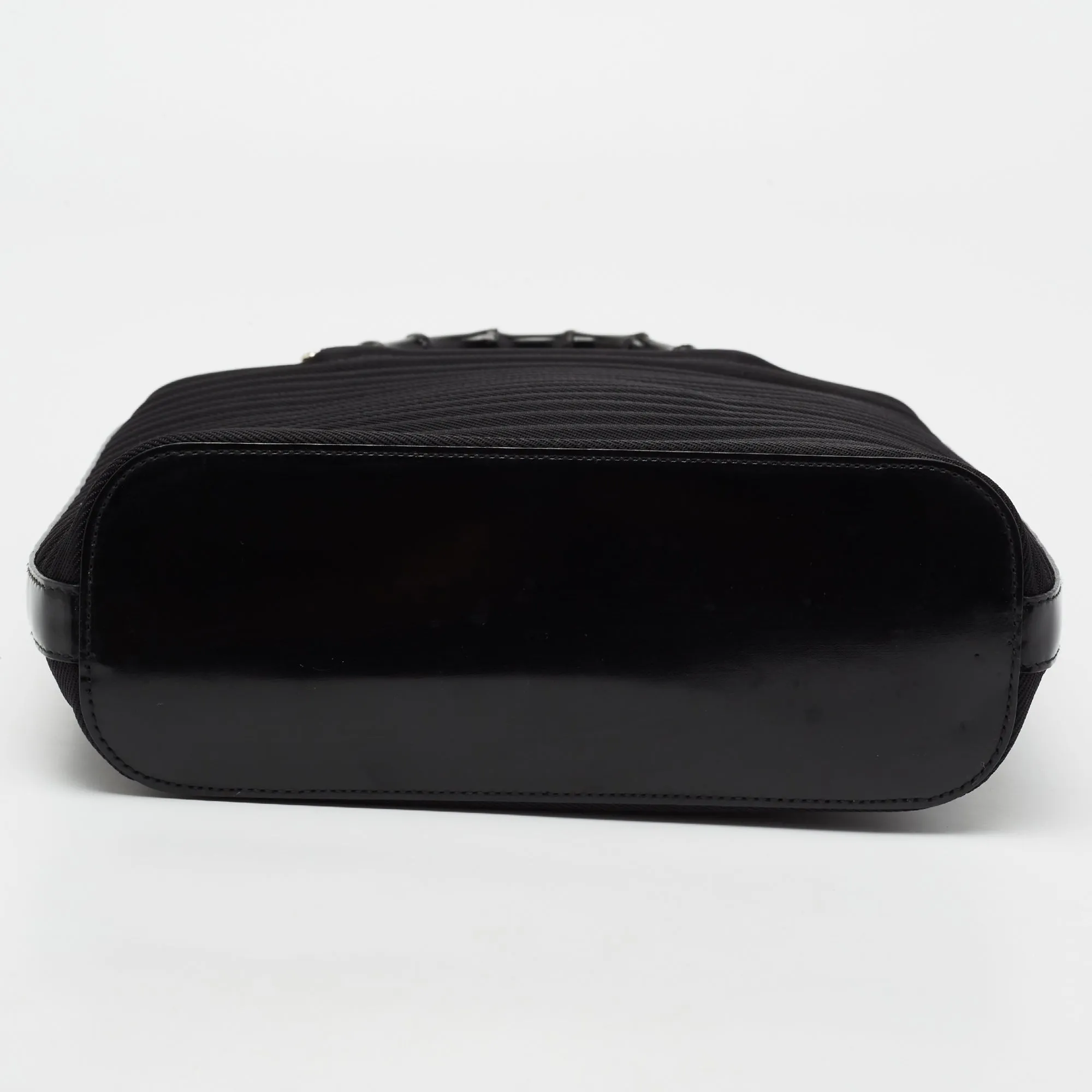 Gucci Black Nylon and Patent Leather Bamboo Tote