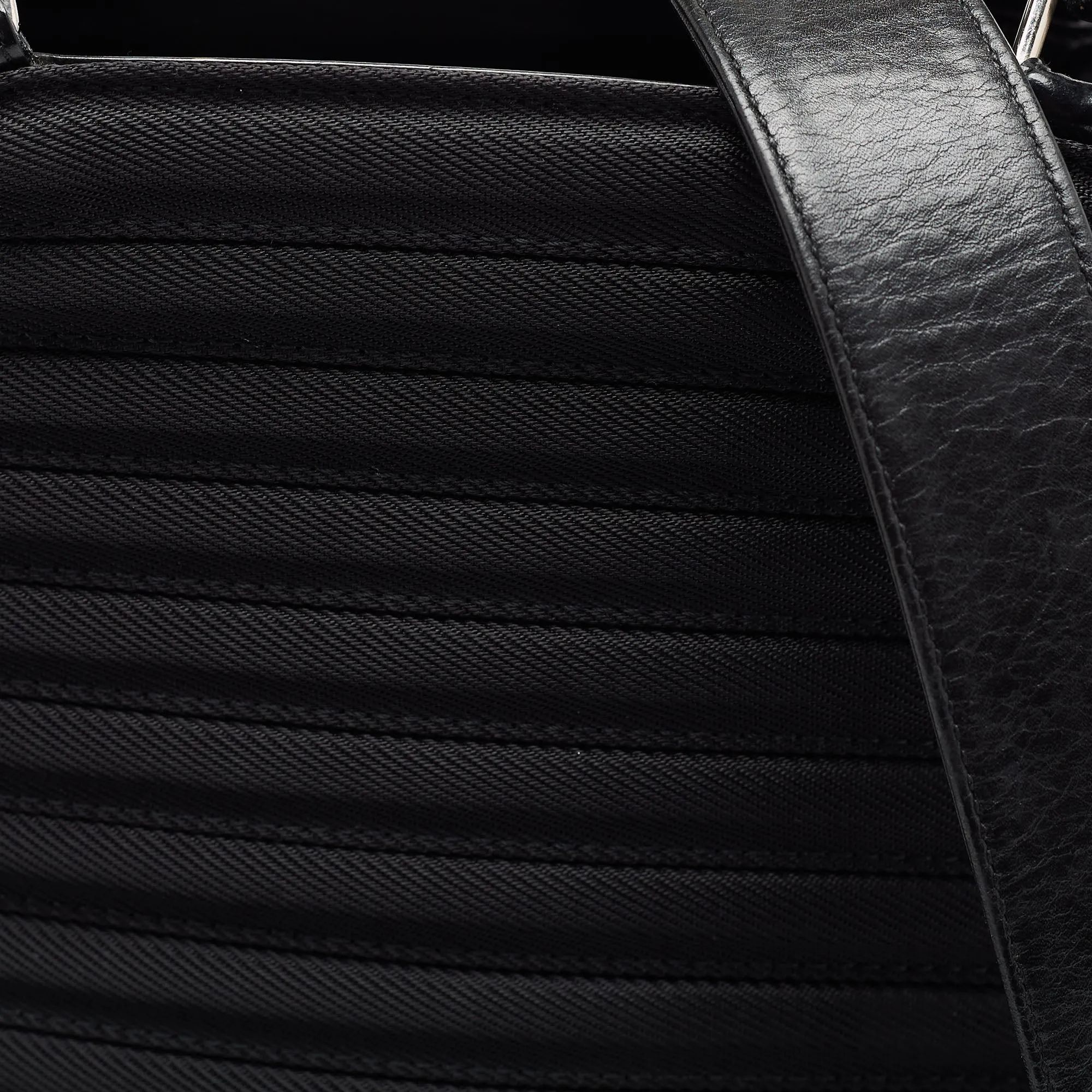 Gucci Black Nylon and Patent Leather Bamboo Tote