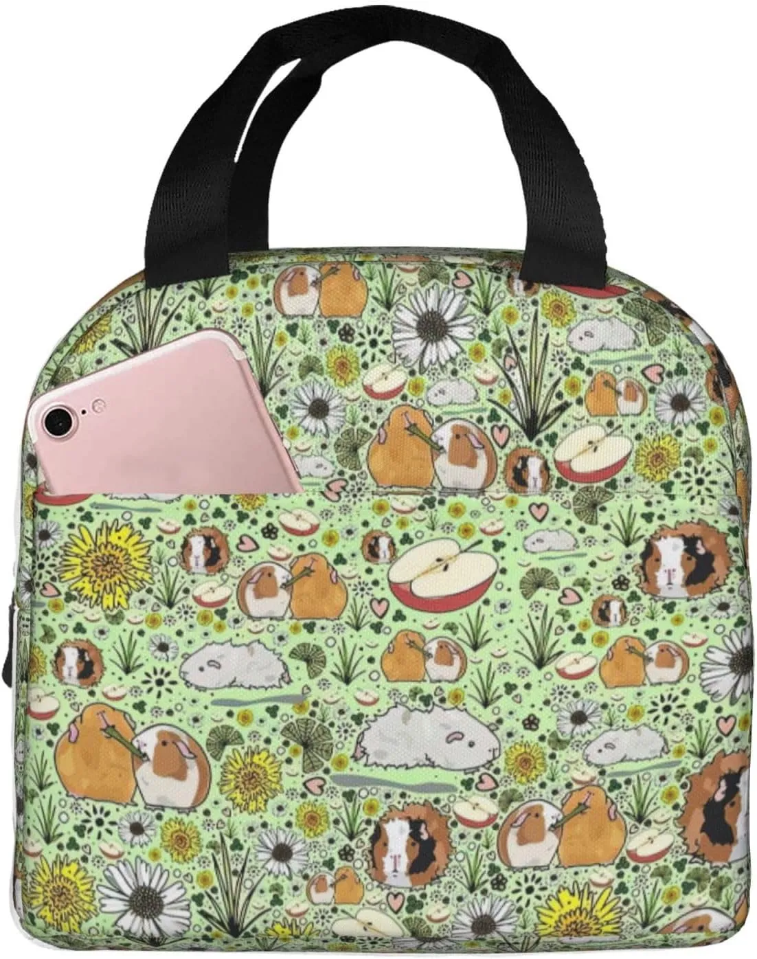 Guinea Pig Print Lunch Bag,Reusable Insulated Lunch Tote Bag For Work/Office/Picnic/Travel