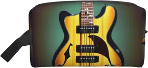 Guitar Bass Music Musical Instruments Print Toiletries Makeup and Daily Essentials Large Capacity Zippered Storage Travel Bag