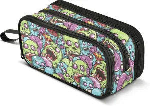 GuoChe Colorful Yelling Zombie Nylon Pencil Bags For Girls High Capacity Pencil Case School Stationery for College Teacher