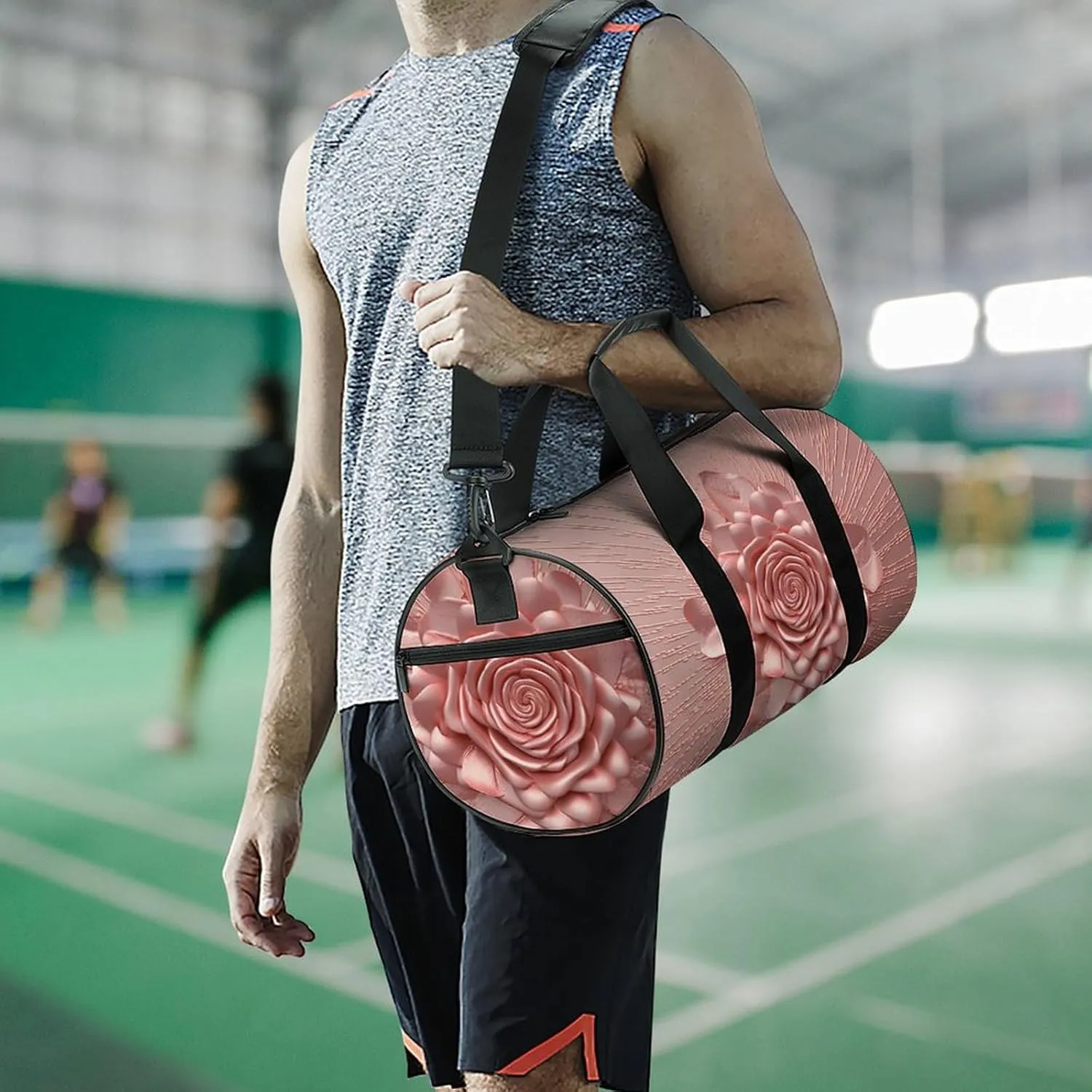 Gym Bag Rose Duffel Bag for Men Women Overnight Bag with Shoe Compartment Workout Bags
