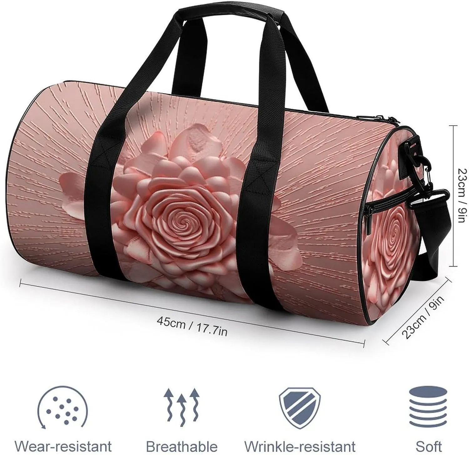 Gym Bag Rose Duffel Bag for Men Women Overnight Bag with Shoe Compartment Workout Bags
