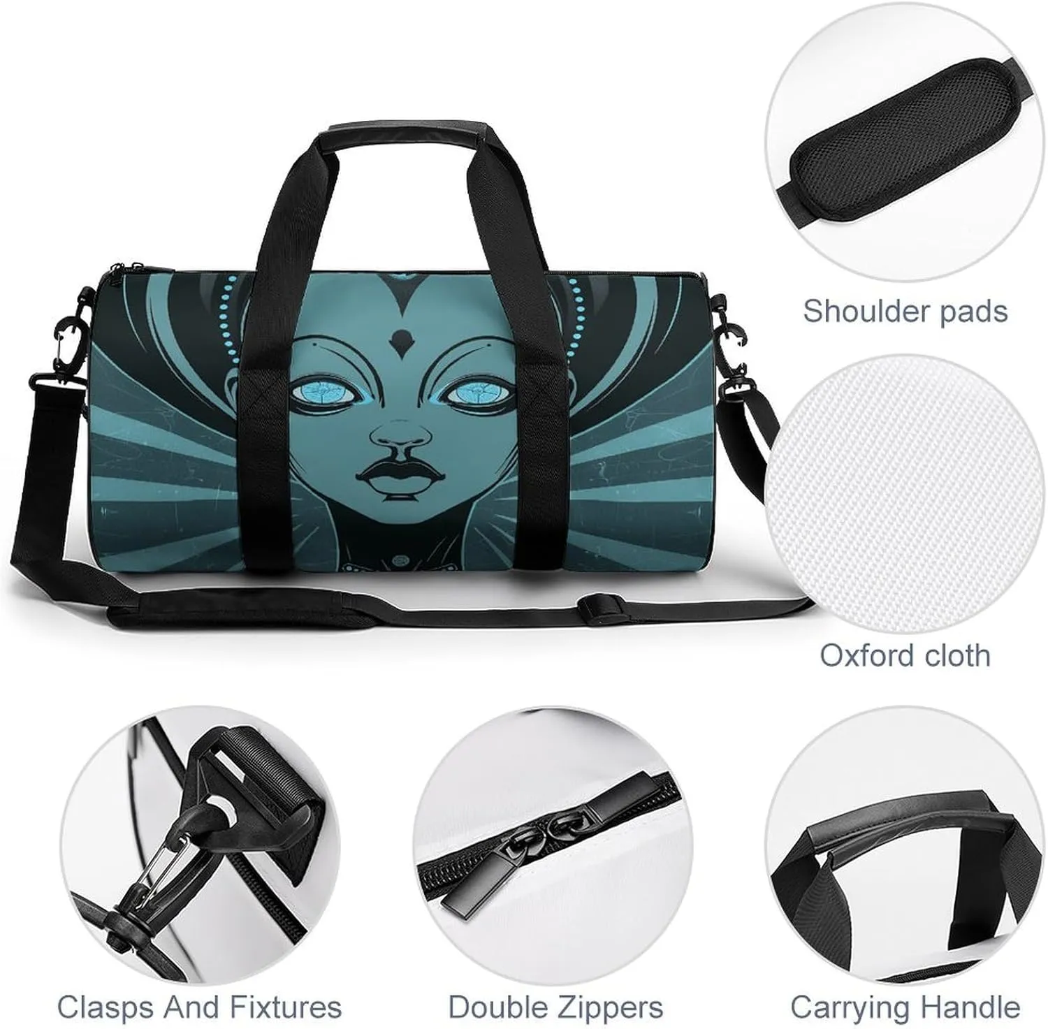 Gym Bags for Men Women Cartoon Drawing of Woman Duffle Bag Travel Overnight Bag with Shoe Compartment Tote Bags