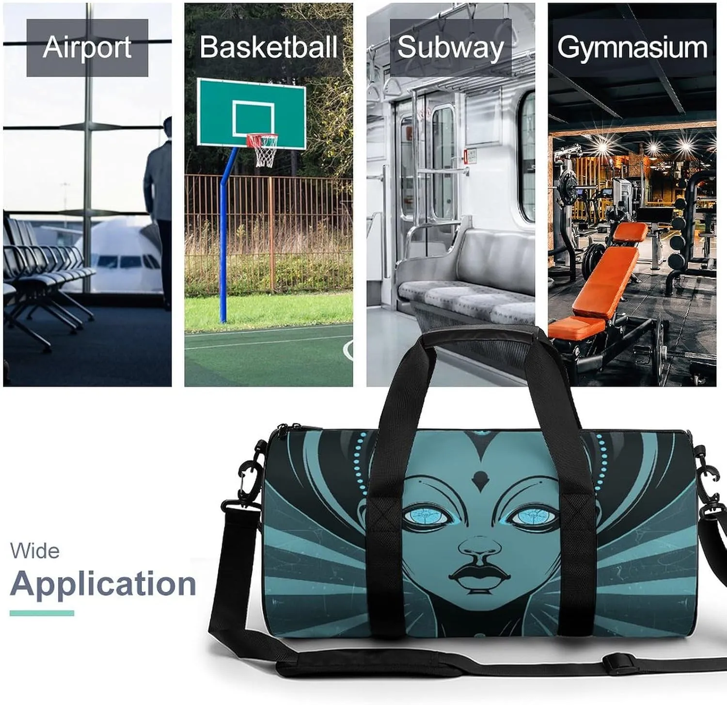 Gym Bags for Men Women Cartoon Drawing of Woman Duffle Bag Travel Overnight Bag with Shoe Compartment Tote Bags
