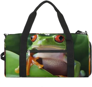 Gym Bags for Men Women Cute Frog Duffle Bag Travel Overnight Bag with Shoe Compartment Tote Bags