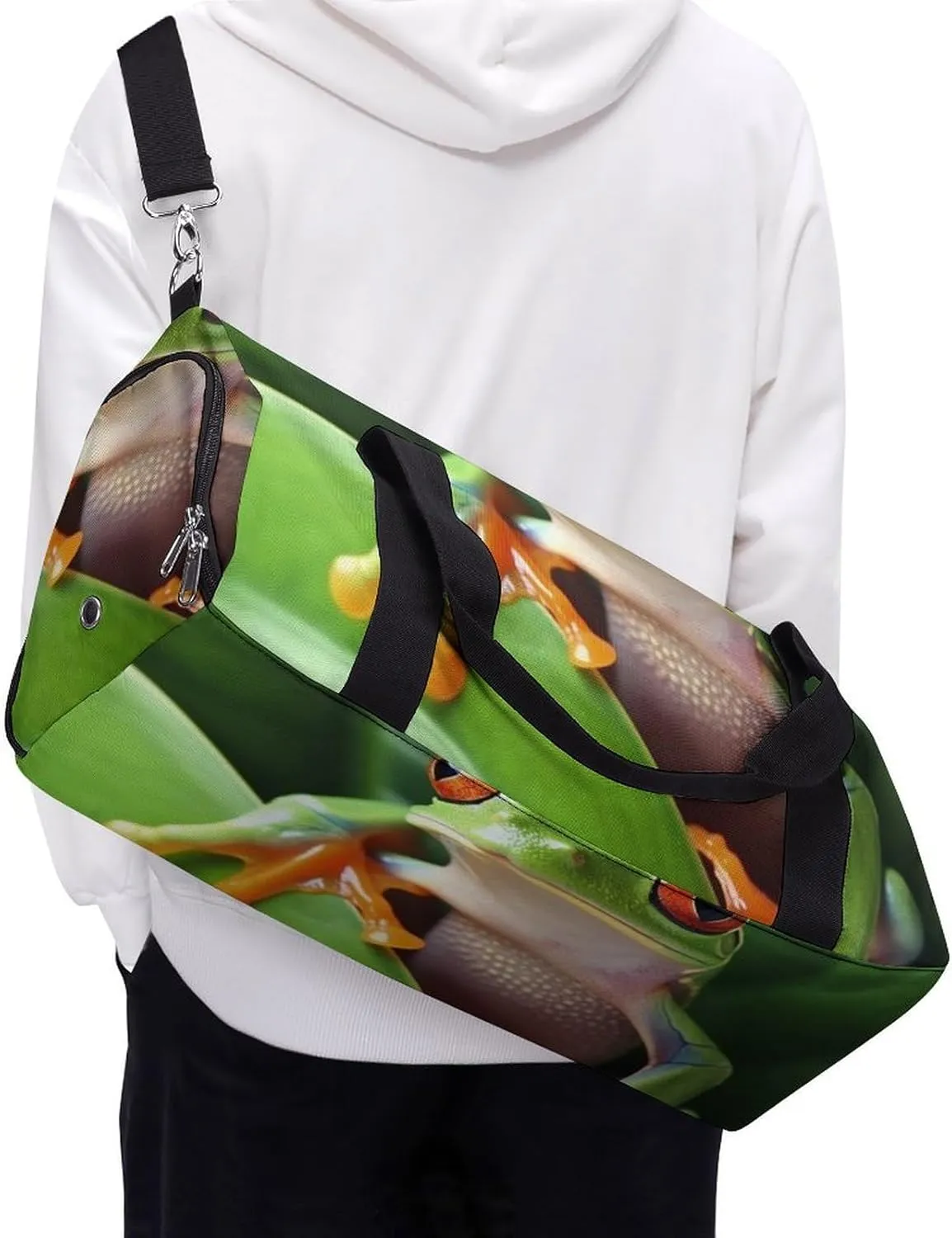 Gym Bags for Men Women Cute Frog Duffle Bag Travel Overnight Bag with Shoe Compartment Tote Bags