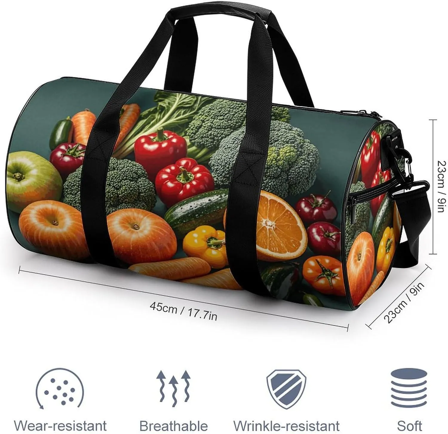 Gym Bags Small Vegetable Fruit Duffel Bag Overnight Bag with Shoe Compartment Carryon Bag for Men Women