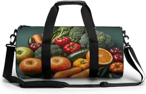 Gym Bags Small Vegetable Fruit Duffel Bag Overnight Bag with Shoe Compartment Carryon Bag for Men Women