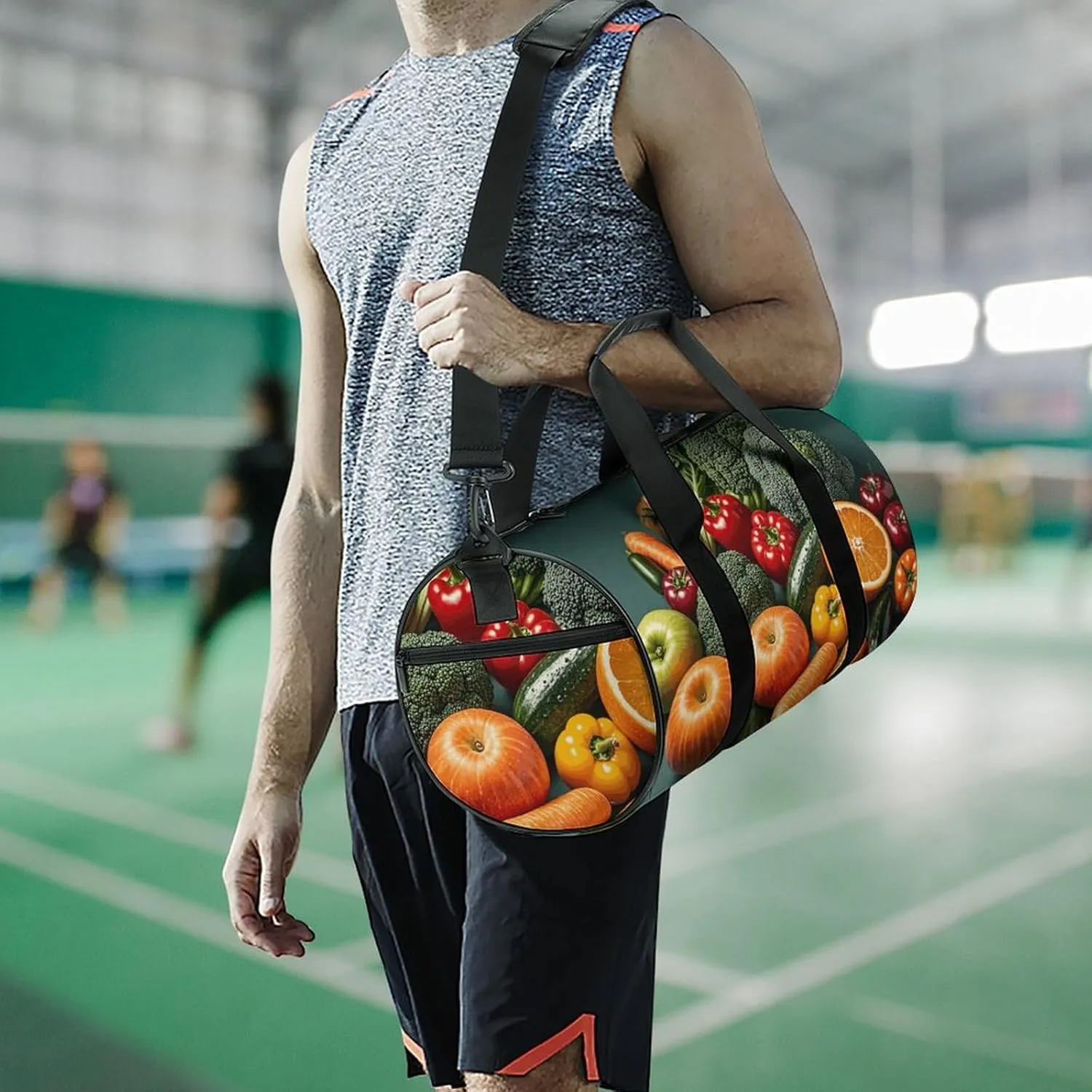 Gym Bags Small Vegetable Fruit Duffel Bag Overnight Bag with Shoe Compartment Carryon Bag for Men Women