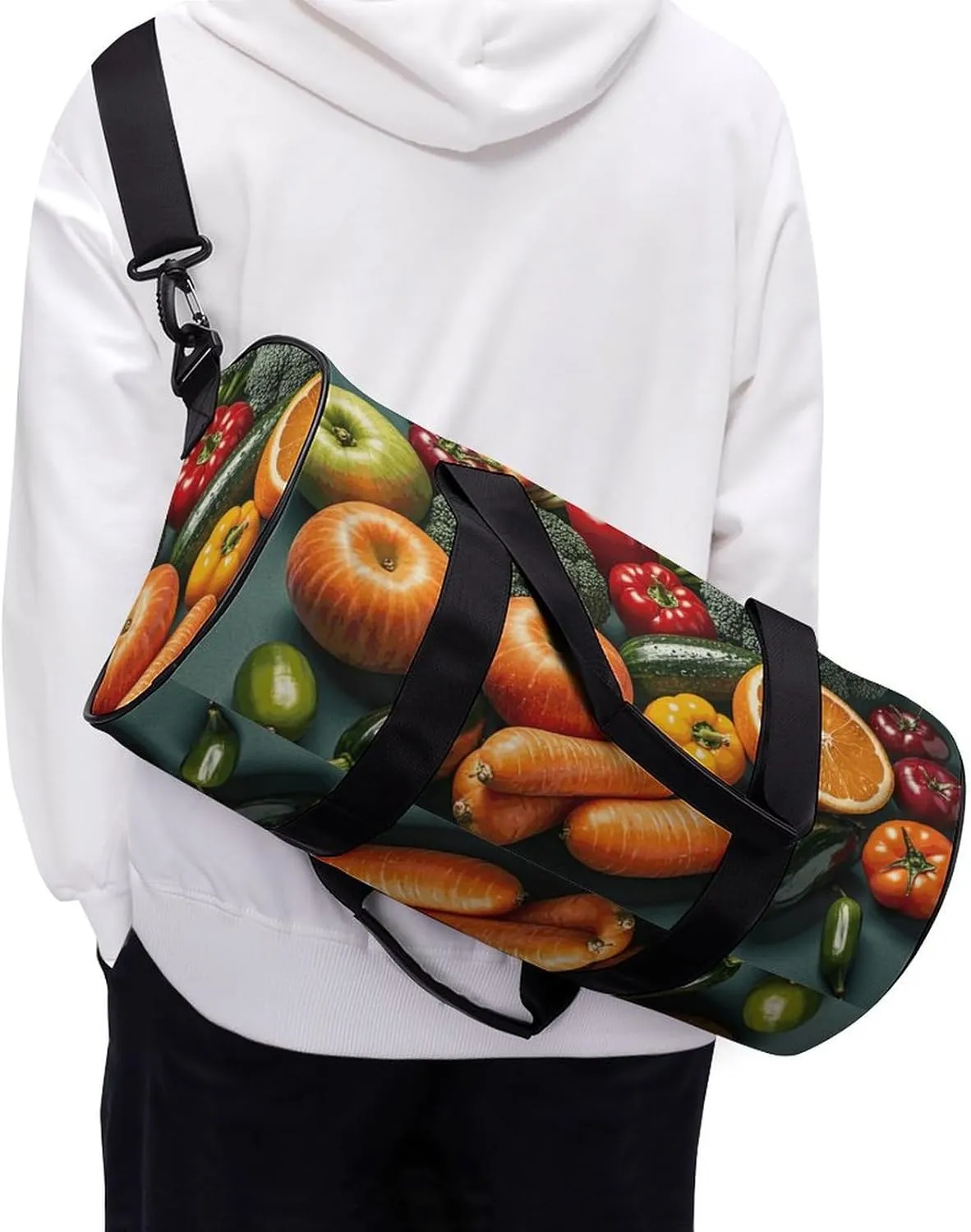Gym Bags Small Vegetable Fruit Duffel Bag Overnight Bag with Shoe Compartment Carryon Bag for Men Women